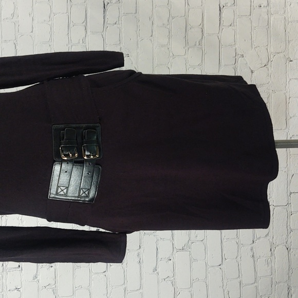 New York & Company Size Medium Black Belted Sweater Dress - Picture 8 of 11